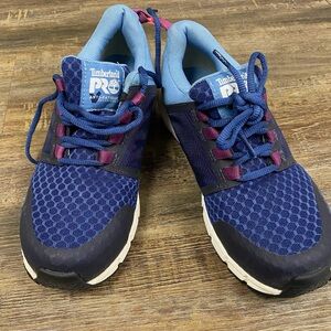 Timberland‎ Pro Radius Womens Sz 7M  Blue Purple Composite Toe Safety Work Shoes